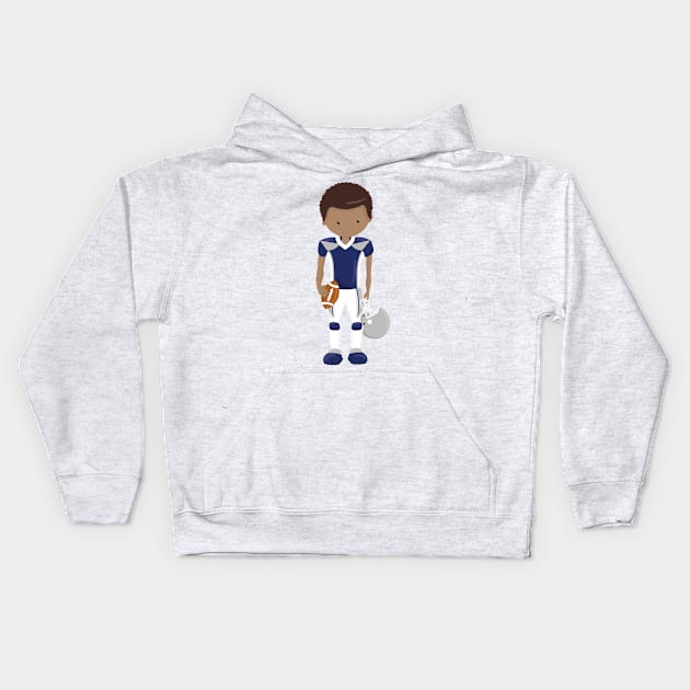 African American Boy, American Football, Rugby Kids Hoodie by Jelena Dunčević